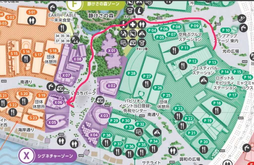 フランス館からいのちめぐる冒険への地図